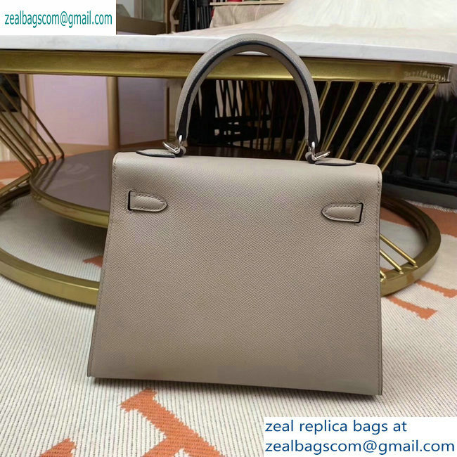 Hermes Kelly 25cm Bag in Original Epsom Leather Light Gray