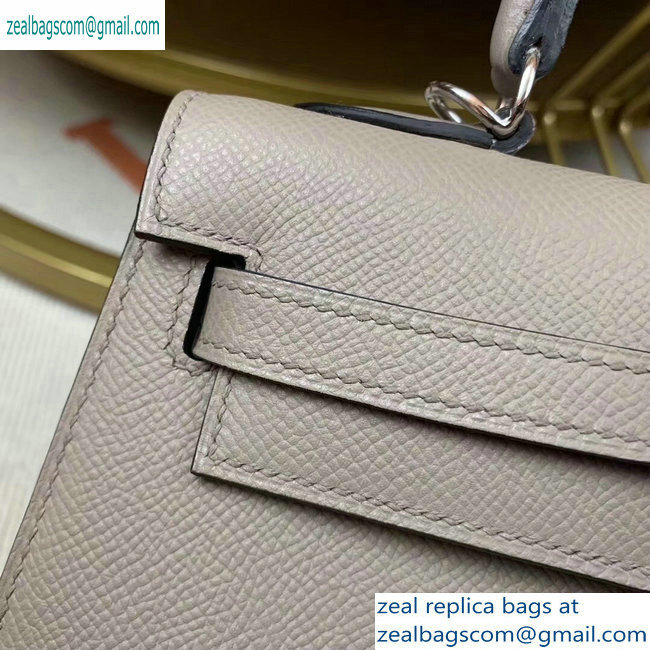 Hermes Kelly 25cm Bag in Original Epsom Leather Light Gray - Click Image to Close