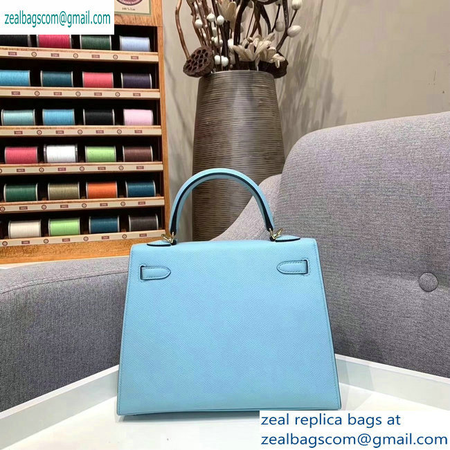 Hermes Kelly 25cm Bag in Original Epsom Leather Macaron Blue - Click Image to Close