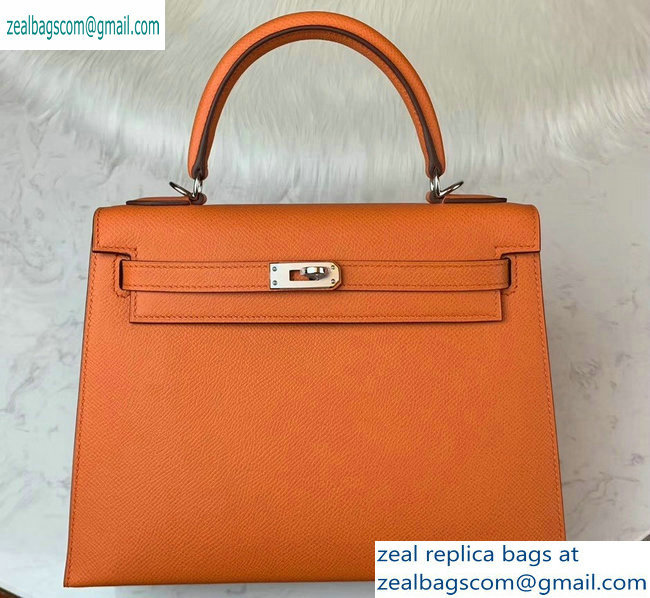 Hermes Kelly 25cm Bag in Original Epsom Leather Orange - Click Image to Close