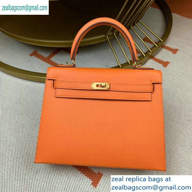 Hermes Kelly 25cm Bag in Original Epsom Leather Orange