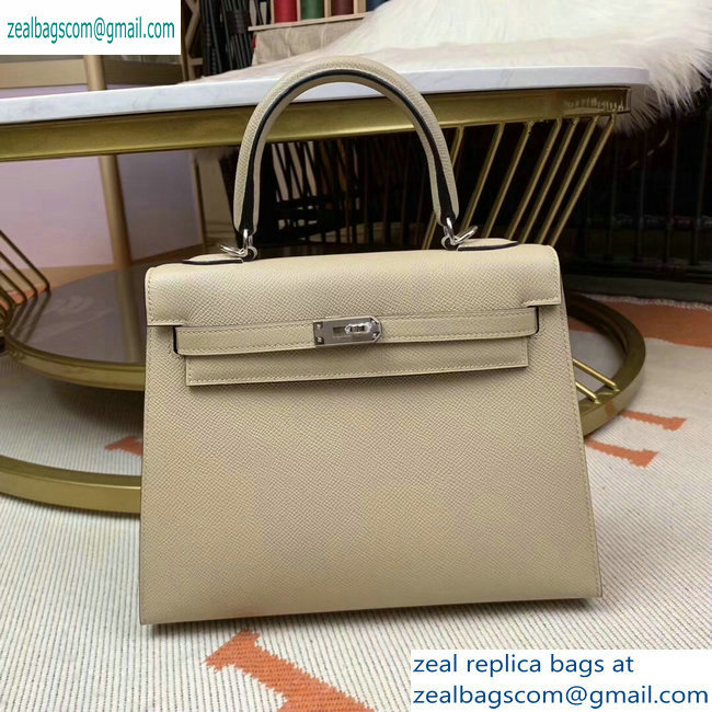 Hermes Kelly 25cm Bag in Original Epsom Leather Pale Gray