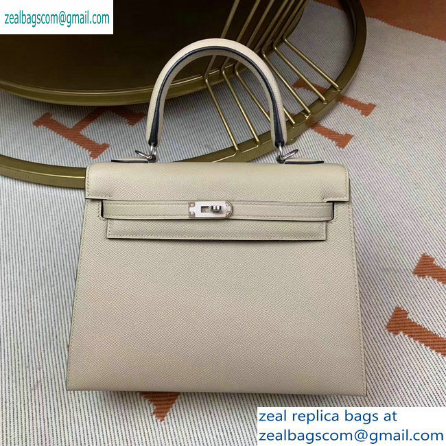 Hermes Kelly 25cm Bag in Original Epsom Leather Pale Gray