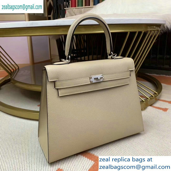 Hermes Kelly 25cm Bag in Original Epsom Leather Pale Gray - Click Image to Close