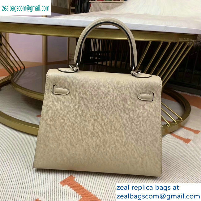 Hermes Kelly 25cm Bag in Original Epsom Leather Pale Gray - Click Image to Close