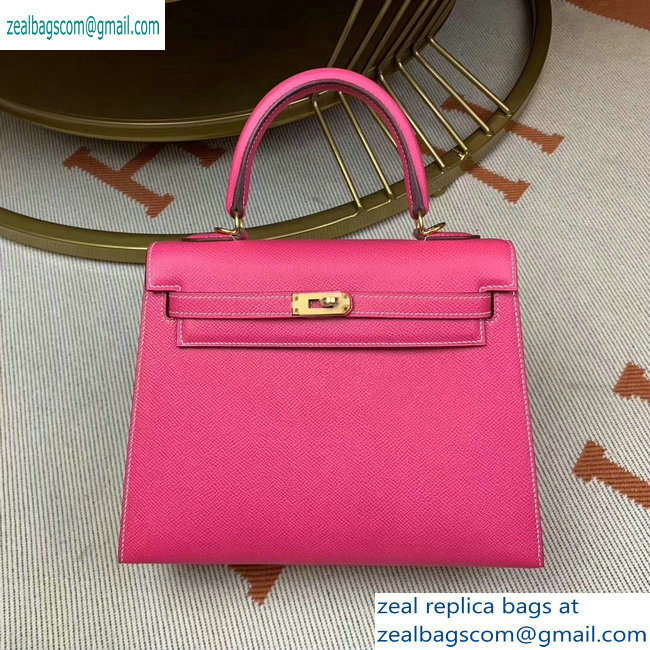 Hermes Kelly 25cm Bag in Original Epsom Leather Peach Red