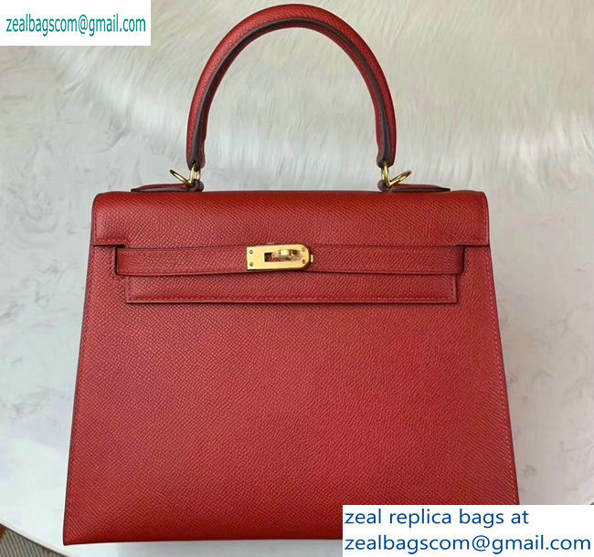 Hermes Kelly 25cm Bag in Original Epsom Leather Red - Click Image to Close