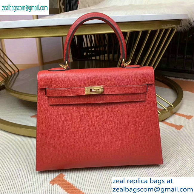 Hermes Kelly 25cm Bag in Original Epsom Leather Red - Click Image to Close