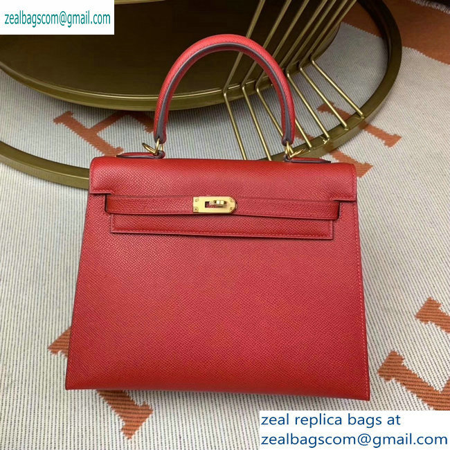 Hermes Kelly 25cm Bag in Original Epsom Leather Red - Click Image to Close