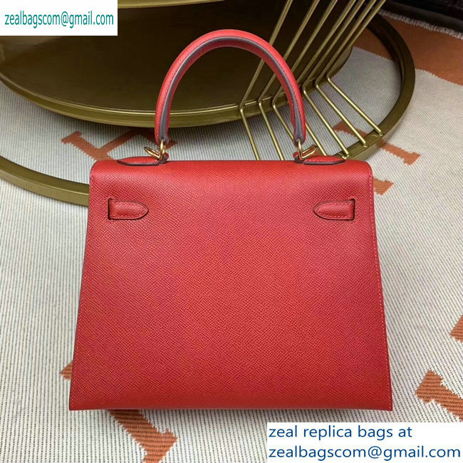 Hermes Kelly 25cm Bag in Original Epsom Leather Red - Click Image to Close