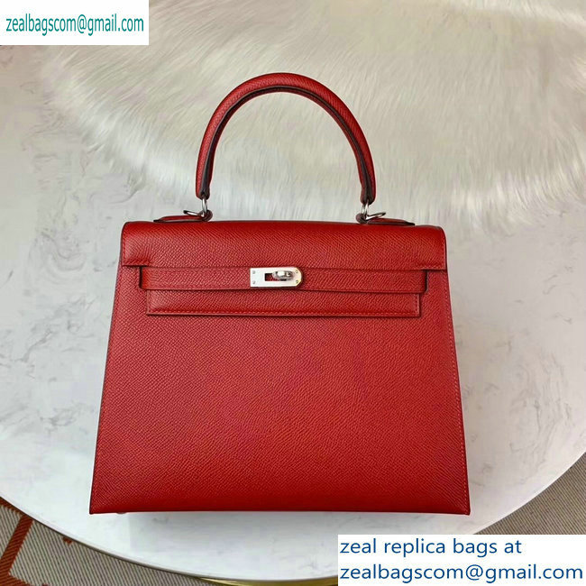 Hermes Kelly 25cm Bag in Original Epsom Leather Red - Click Image to Close