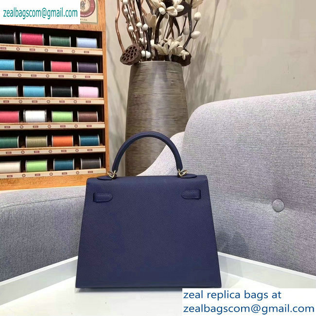 Hermes Kelly 25cm Bag in Original Epsom Leather Royal Blue - Click Image to Close