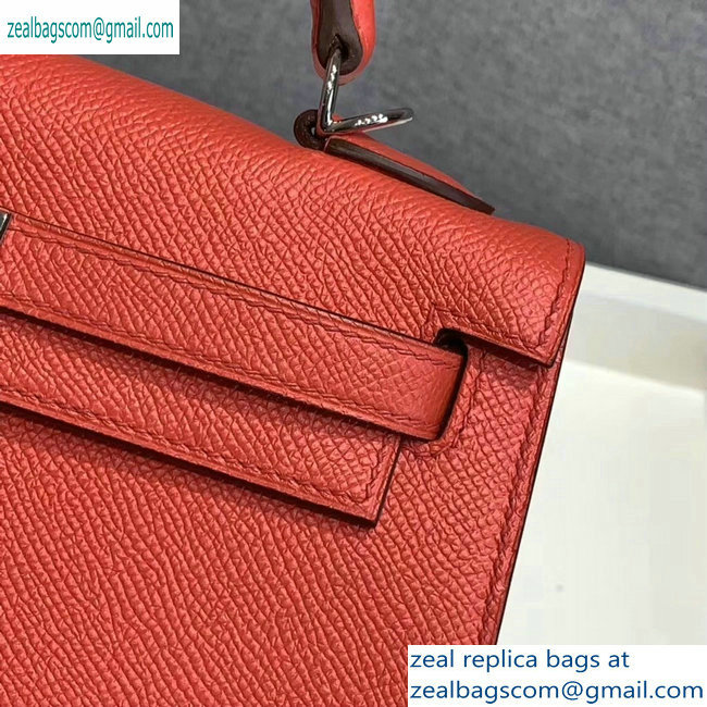 Hermes Kelly 25cm Bag in Original Epsom Leather Salmon Red - Click Image to Close