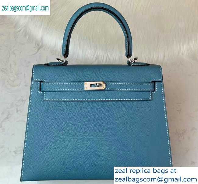Hermes Kelly 25cm Bag in Original Epsom Leather Sky Blue - Click Image to Close