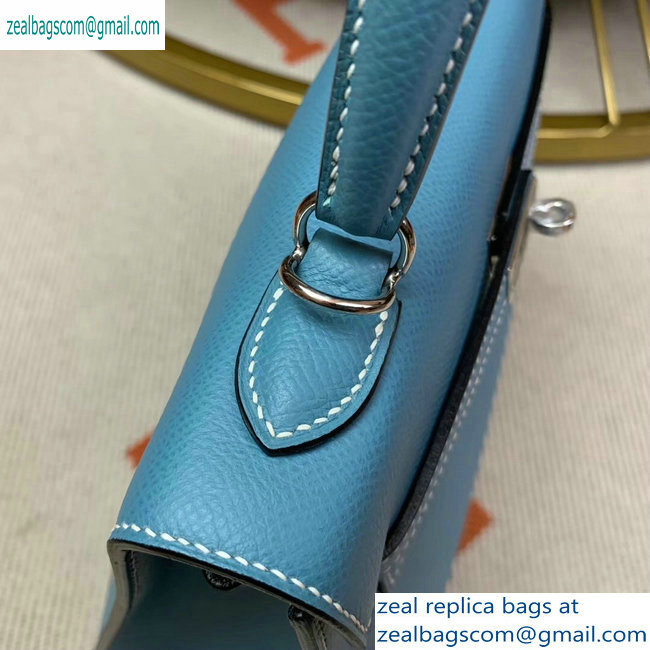 Hermes Kelly 25cm Bag in Original Epsom Leather Sky Blue - Click Image to Close