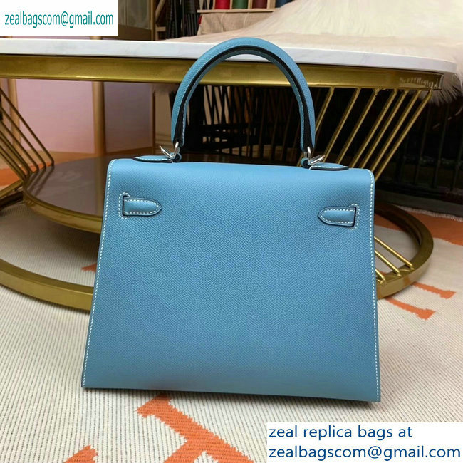 Hermes Kelly 25cm Bag in Original Epsom Leather Sky Blue - Click Image to Close