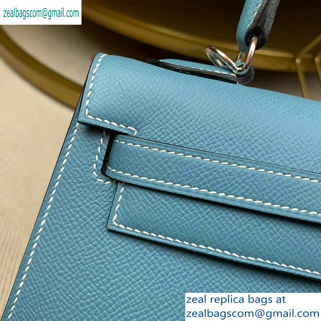 Hermes Kelly 25cm Bag in Original Epsom Leather Sky Blue