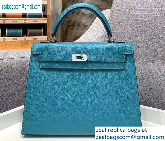 Hermes Kelly 25cm Bag in Original Epsom Leather Turquoise - Click Image to Close