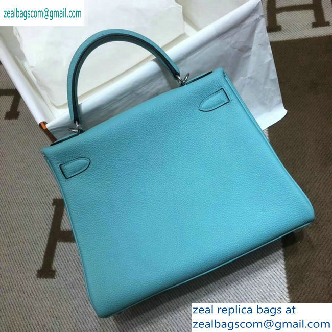 Hermes Kelly 28cm/32cm Bag In Original togo Leather With Gold/Silver Hardware Macaron blue - Click Image to Close