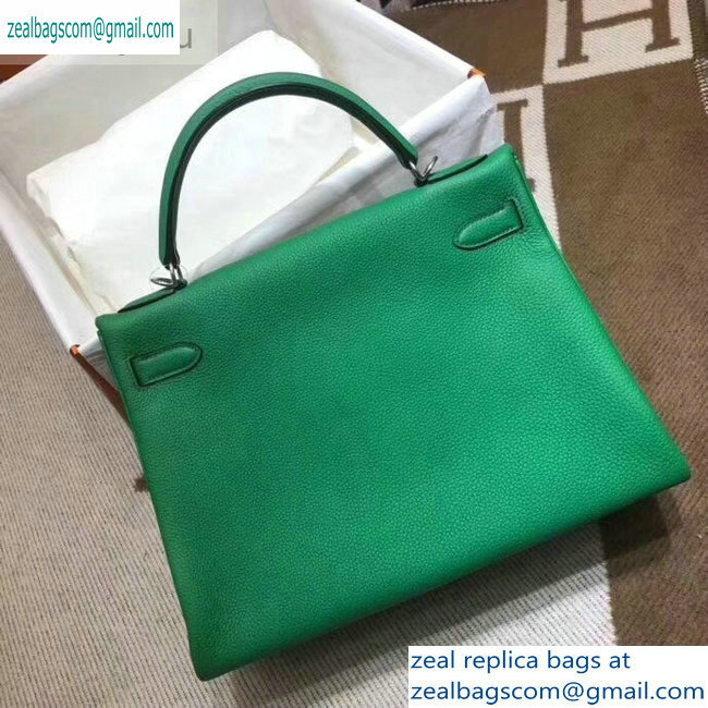 Hermes Kelly 28cm/32cm Bag In Original togo Leather With Gold/Silver Hardware bamboo green