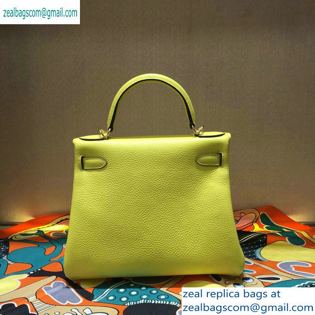 Hermes Kelly 28cm/32cm Bag In Original togo Leather With Gold/Silver Hardware lemon yellow