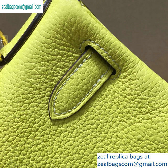 Hermes Kelly 28cm/32cm Bag In Original togo Leather With Gold/Silver Hardware lemon yellow