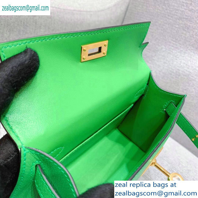 Hermes Mini Kelly II Bag in Original Chevre Leather Bamboo Green