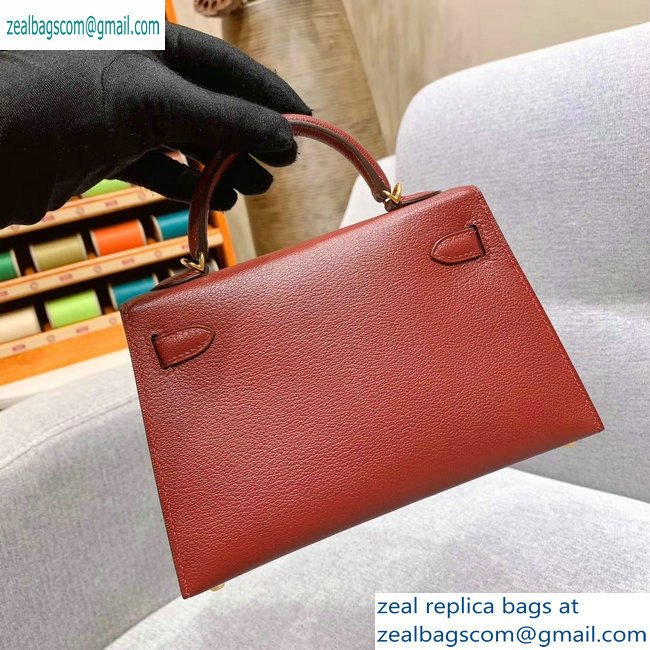 Hermes Mini Kelly II Bag in Original Chevre Leather Bordeaux Red - Click Image to Close