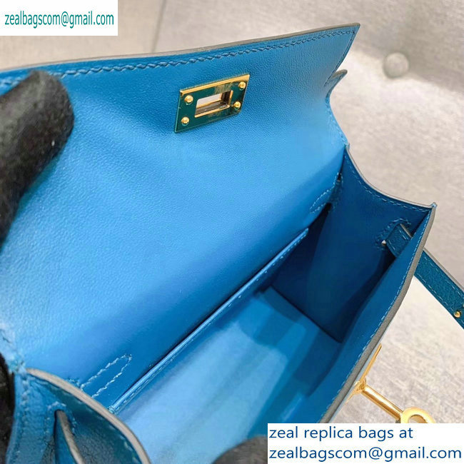 Hermes Mini Kelly II Bag in Original Chevre Leather Denim Blue - Click Image to Close