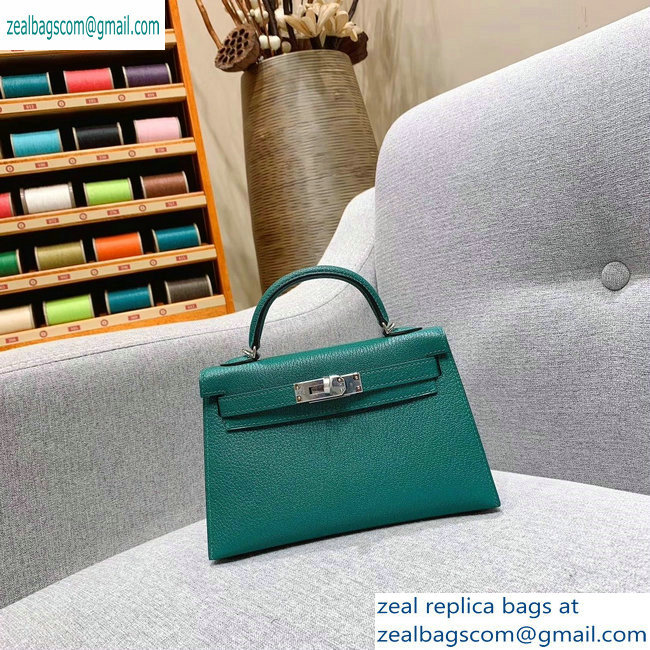 Hermes Mini Kelly II Bag in Original Chevre Leather Green