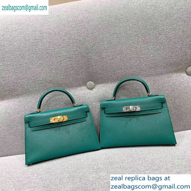 Hermes Mini Kelly II Bag in Original Chevre Leather Green