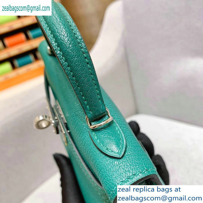 Hermes Mini Kelly II Bag in Original Chevre Leather Green