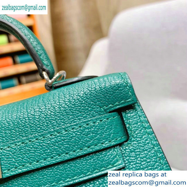 Hermes Mini Kelly II Bag in Original Chevre Leather Green - Click Image to Close