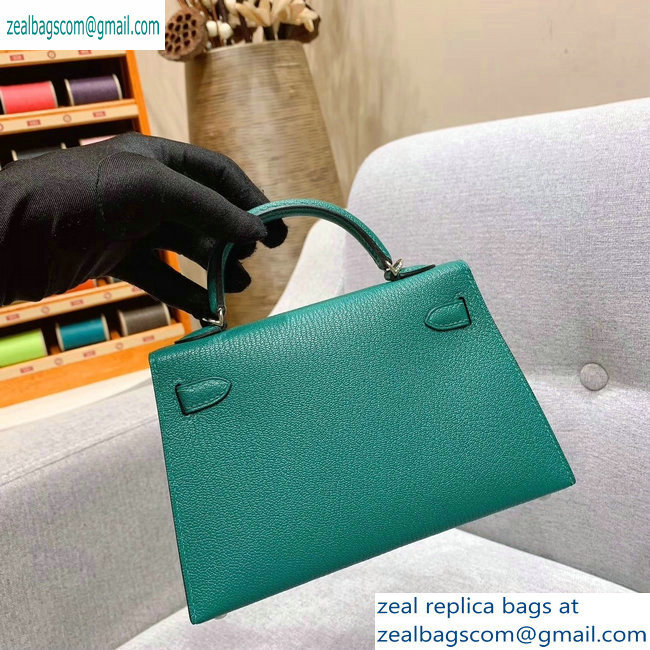 Hermes Mini Kelly II Bag in Original Chevre Leather Green