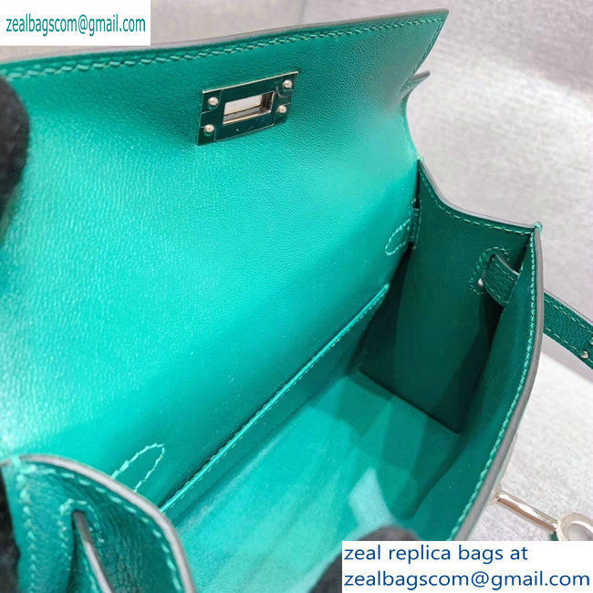 Hermes Mini Kelly II Bag in Original Chevre Leather Green - Click Image to Close