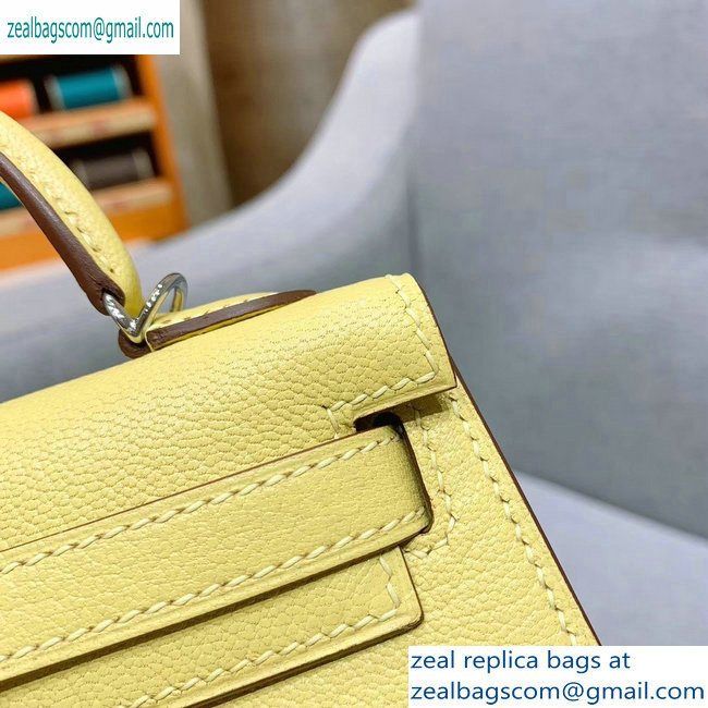 Hermes Mini Kelly II Bag in Original Chevre Leather Light Yellow