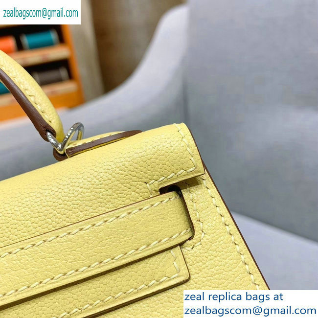 Hermes Mini Kelly II Bag in Original Chevre Leather Light Yellow - Click Image to Close