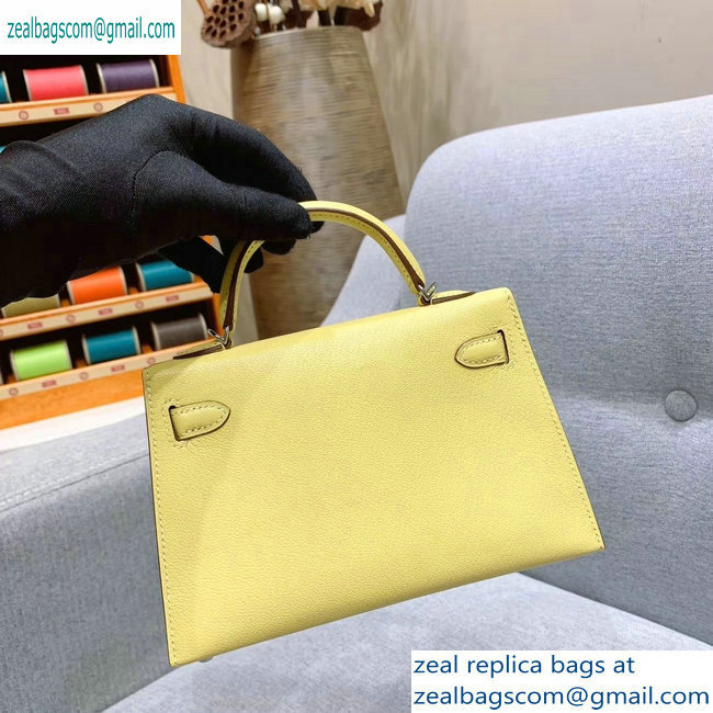 Hermes Mini Kelly II Bag in Original Chevre Leather Light Yellow