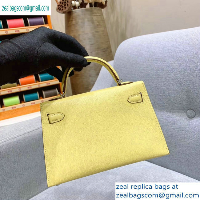 Hermes Mini Kelly II Bag in Original Chevre Leather Light Yellow - Click Image to Close