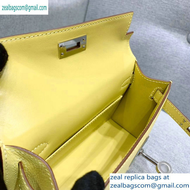 Hermes Mini Kelly II Bag in Original Chevre Leather Light Yellow - Click Image to Close