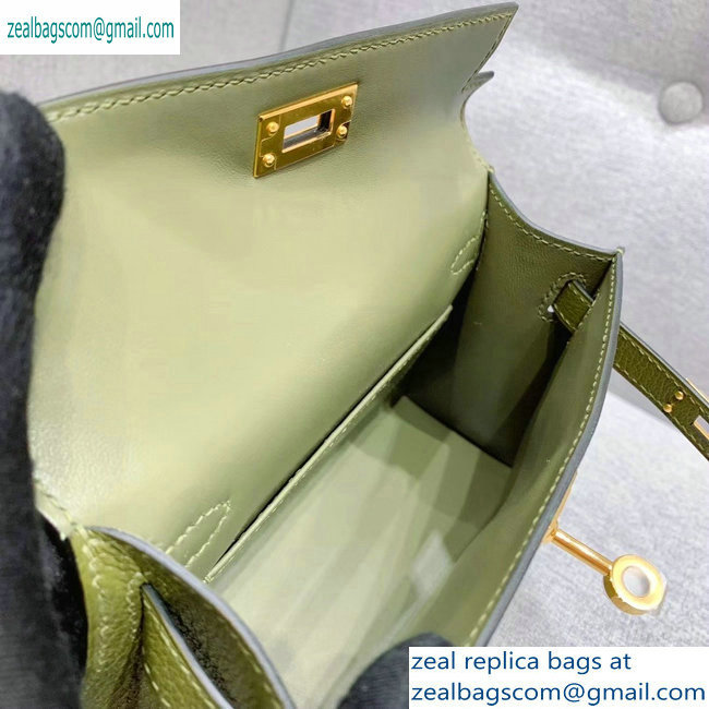 Hermes Mini Kelly II Bag in Original Chevre Leather Olive Green