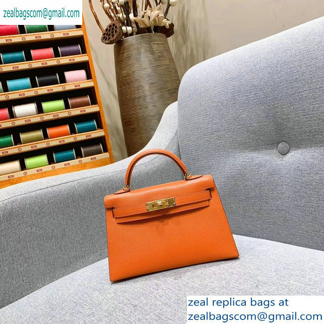 Hermes Mini Kelly II Bag in Original Chevre Leather Orange - Click Image to Close