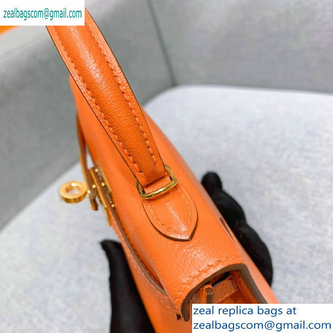 Hermes Mini Kelly II Bag in Original Chevre Leather Orange - Click Image to Close