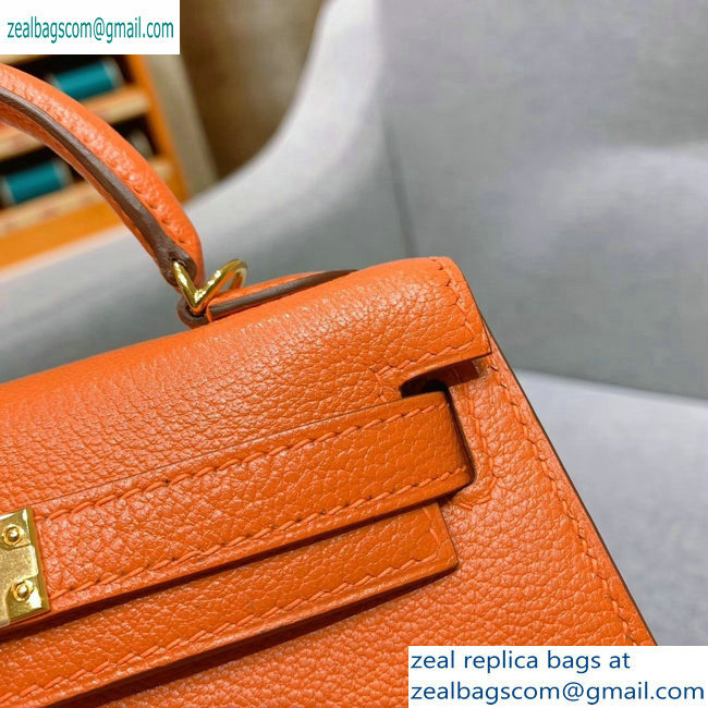 Hermes Mini Kelly II Bag in Original Chevre Leather Orange