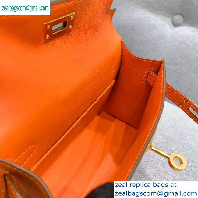 Hermes Mini Kelly II Bag in Original Chevre Leather Orange - Click Image to Close