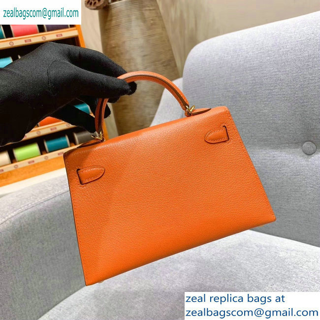 Hermes Mini Kelly II Bag in Original Chevre Leather Orange - Click Image to Close