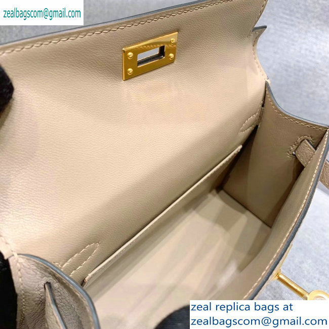 Hermes Mini Kelly II Bag in Original Chevre Leather Pale Gray