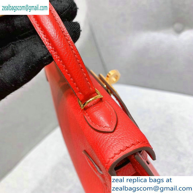 Hermes Mini Kelly II Bag in Original Chevre Leather Red