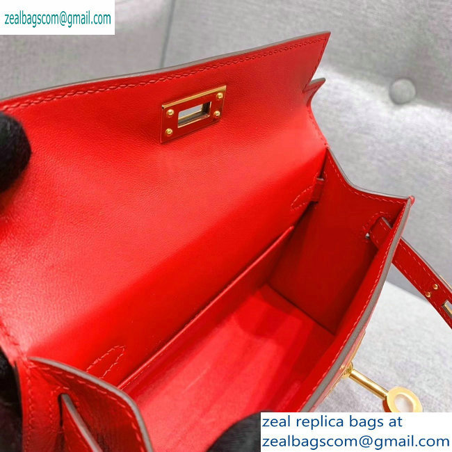 Hermes Mini Kelly II Bag in Original Chevre Leather Red - Click Image to Close