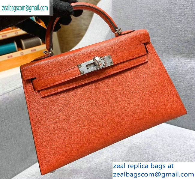 Hermes Mini Kelly II Bag in Original Chevre Leather Salmon Red - Click Image to Close